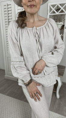 GISELLA LINEN BLOUSE BEIGE