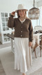KRISTA KNITTED MOHAIR JACKET BROWN