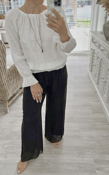 TIFFANIE SILK-VISCOSE PANTS BLACK