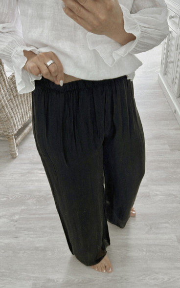 TIFFANIE SILK-VISCOSE PANTS BLACK
