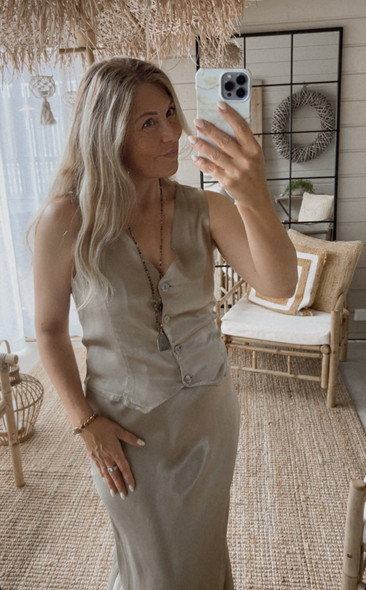 RACHEL SATIINILIIVI TAUPE