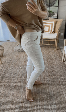 BUTTON JOGGERS MILKY