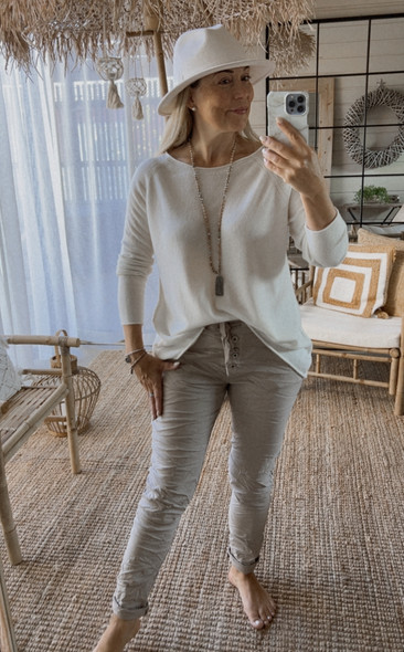 BUTTON JOGGERIT BEIGE