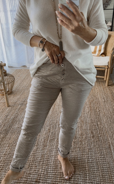BUTTON JOGGERIT BEIGE