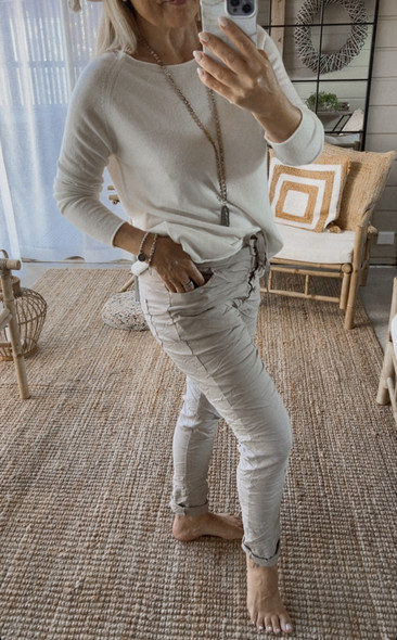 BUTTON JOGGERIT BEIGE