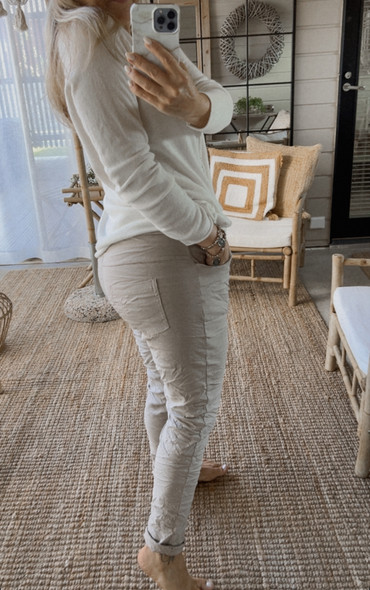 BUTTON JOGGERIT BEIGE