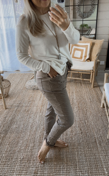 BUTTON JOGGERIT TAUPE
