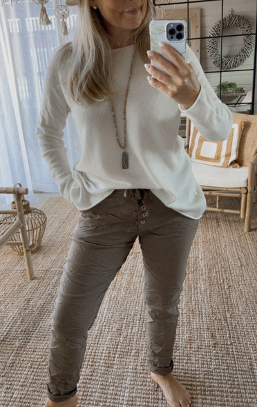 BUTTON JOGGERIT TAUPE
