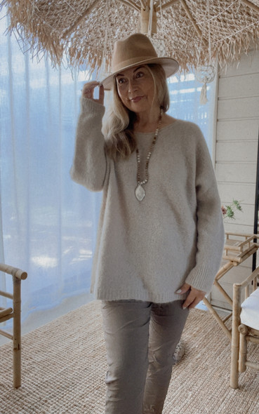 LINETTE ALPAKKANEULE BEIGE