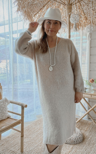 JOSEPHINE ALPAKKANEULEMEKKO BEIGE