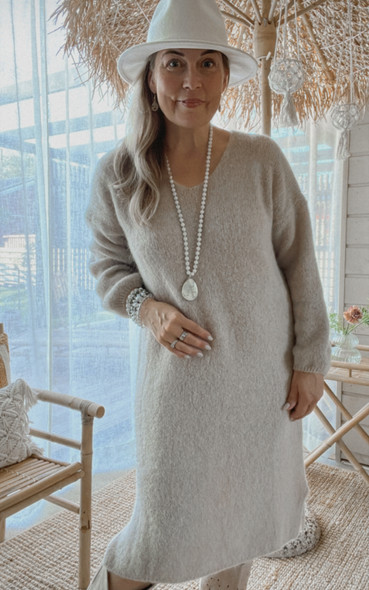 JOSEPHINE ALPAKKANEULEMEKKO BEIGE