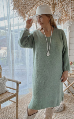 JOSEPHINE ALPACA KNITTED DRESS GREEN