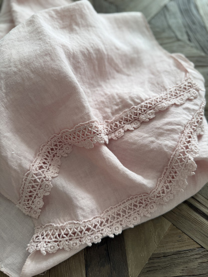 LACE LINEN SCARF OLD ROSE