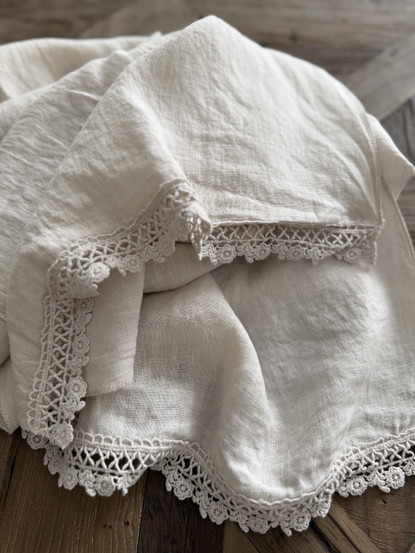 LACE LINEN SCARF BEIGE