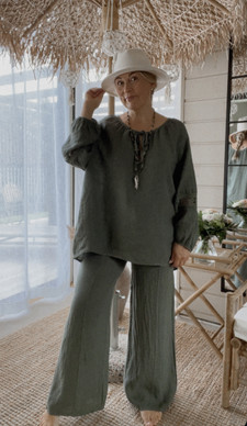 ROSALIND LINEN BLOUSE KHAKI