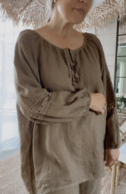 ROSALIND LINEN BLOUSE SAVANNA