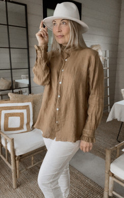 TIFFANY LINEN BLOUSE CAMEL