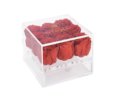 Akryyliboksi 9 ruusua (vaaleanpunaisilla ruusuilla)