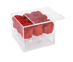 Akryyliboksi 9 ruusua (vaaleanpunaisilla ruusuilla)