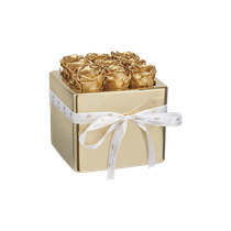 S - Keraaminen neliskanttinen ruusuboksi(kultaisilla ruusuilla)