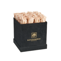 M - Neliskanttinen ruusuboksi(nuden värisillä ruusuilla)