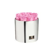 S - Keraaminen pyöreä ruusuboksi(vaaleanpunaisilla ruusuilla)