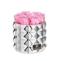 S - Keraaminen pyöreä ruusuboksi(vaaleanpunaisilla ruusuilla)