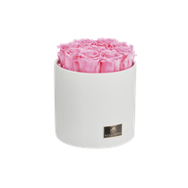 S - Keraaminen pyöreä ruusuboksi(vaaleanpunaisilla ruusuilla)