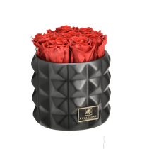 S - Keraaminen pyöreä ruusuboksi (punaisilla ruusuilla)
