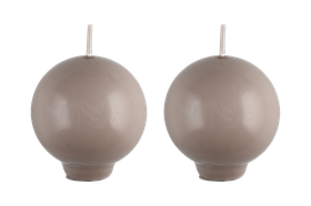 Jalallinen pallokynttilä, 2 kpl - tumma beige