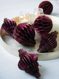 Kuusenkoriste timantti, 3 kpl - viininpunainen