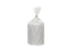 Pöytäkynttilä, ruutukuvio - harmaa