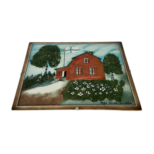 Seinälaatta, Heljä Liukko-Sundström - Punainen tupa ja perunamaa