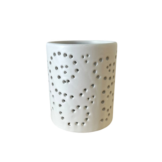 Keraaminen kynttilälyhty, valkoinen