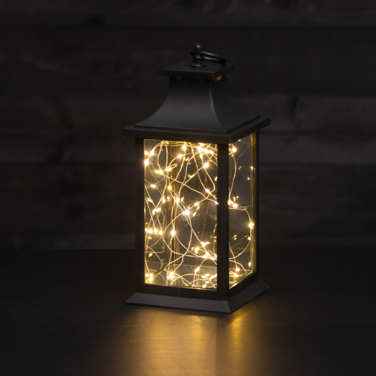 Lyhty LED-valoilla, musta
