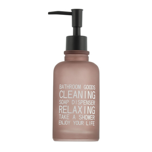 Saippuapullo tekstillä, ruskea