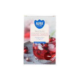 Tuoksukynttilät 6 kpl, punaiset hedelmät