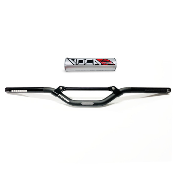 Voca Racing skootterin tanko, matta musta + hopea tangonpehmuste