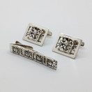 Kalvosinnapit ja solmiopidike, hopeaa, design Pentti Sarpaneva