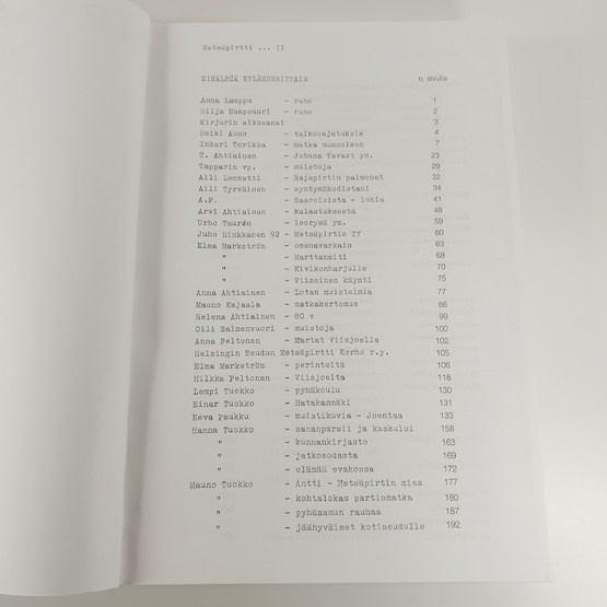 Kirja, Metsäpirtti Meille Rakas 2