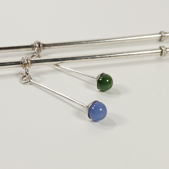 Cocktail-pillilusikat koruilla 2kpl, hopeaa vuodelta 1986