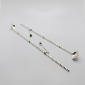 Cocktail-pillilusikat koruilla 2kpl, hopeaa vuodelta 1986