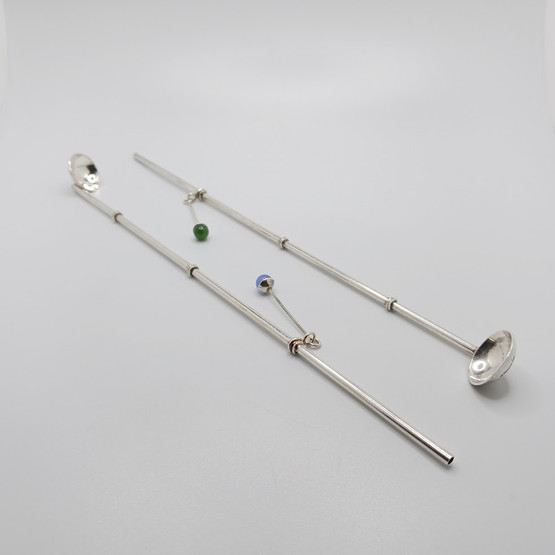 Cocktail-pillilusikat koruilla 2kpl, hopeaa vuodelta 1986