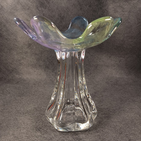 Maljakko, Kukkainen, sign. Helena Tynell, Riihimäen Lasi Oy