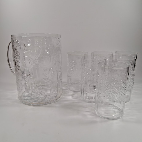 Kaadin ja 6 juomalasia, Flora, design Oiva Toikka