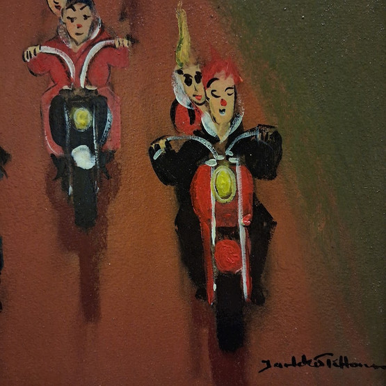 Taulu, Motoristit matkalla, sign. Jarkko Peltonen v. 2006