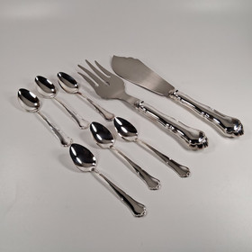 Kakkuottimet + 6kpl lusikka, Chippendale, hopeaa