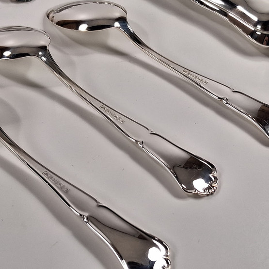 Kakkuottimet + 6kpl lusikka, Chippendale, hopeaa