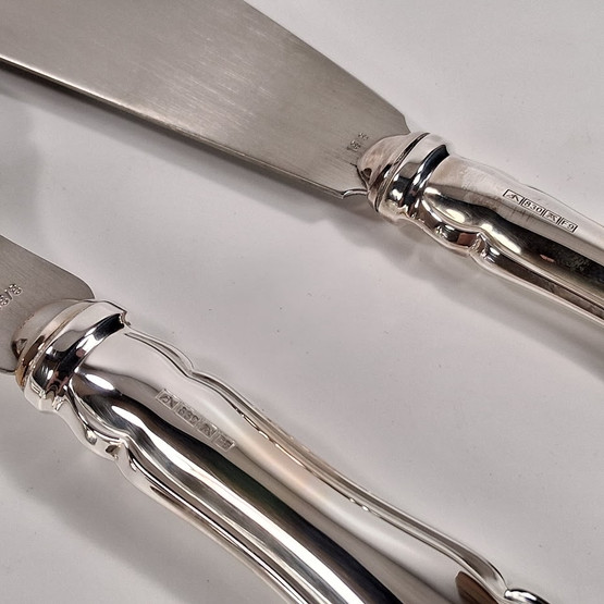 Kakkuottimet + 6kpl lusikka, Chippendale, hopeaa