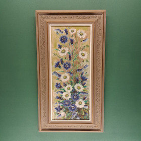 Taulu, kukka-aihe, sign. Irja Soini